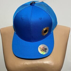 Wild Wear Men's Embroidered Sunflower‎ Cotton Blend Trucker Snapback Cap Hat NWT